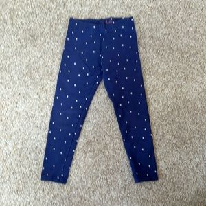 Boden size 8-9 navy extra thick leggings with star print.